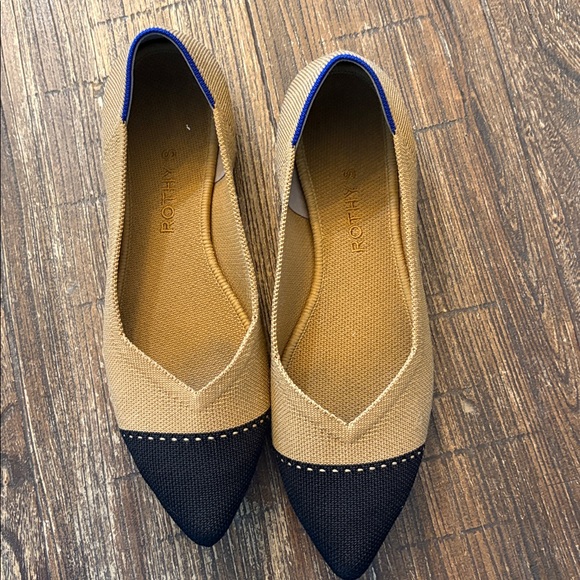 Rothy’s The Point Camel & Black Cap Toe Ballet Flat Size 10 - Picture 2 of 12